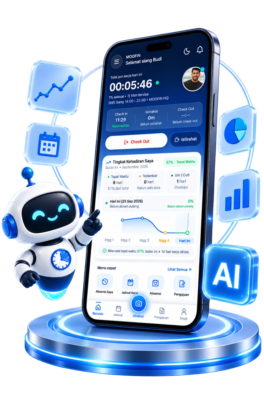 Aplikasi Moofin Absensi dengan Jarfin AI